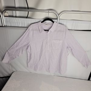 Goodthreads Women Washed Cotton Long Sleeve Popover Shirt Lilac Vertical Stripe